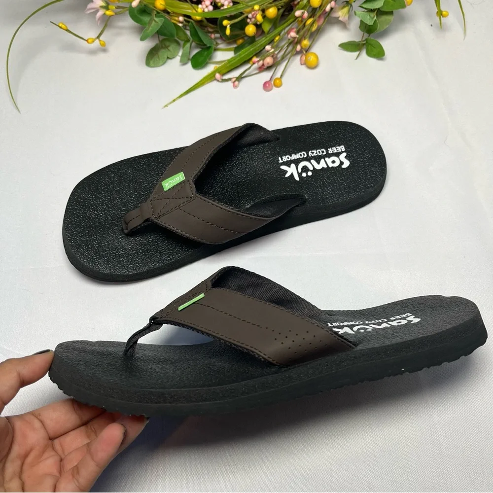 Sanuk Beer Cozy Coaster Flip Flops Mens Size 7 New